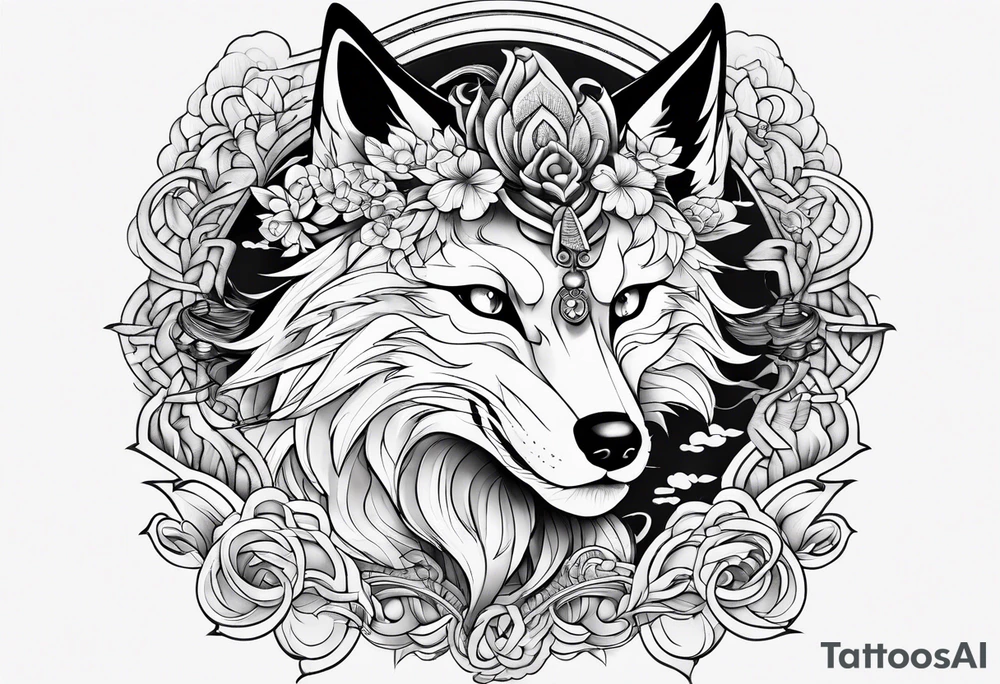a kitsune with 6 eyes tattoo idea