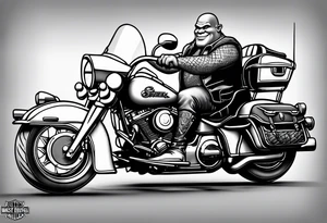 Shrek riding a Harley davidson tattoo idea