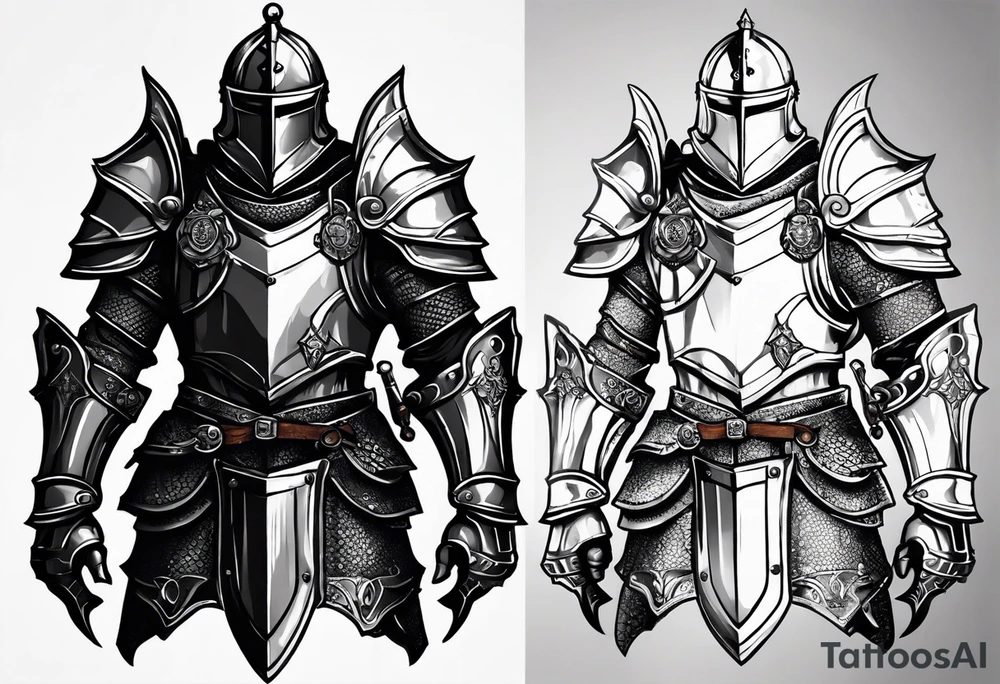 knight in heavy armor full body with clock tattoo idea