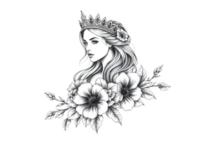 Strong, queen, warrior, survivor, flowers tattoo idea