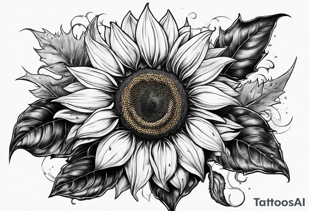 A Sunflower with the letters KJMG on the stern tattoo idea