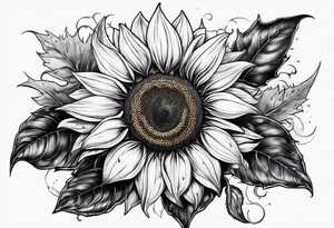 A Sunflower with the letters KJMG on the stern tattoo idea