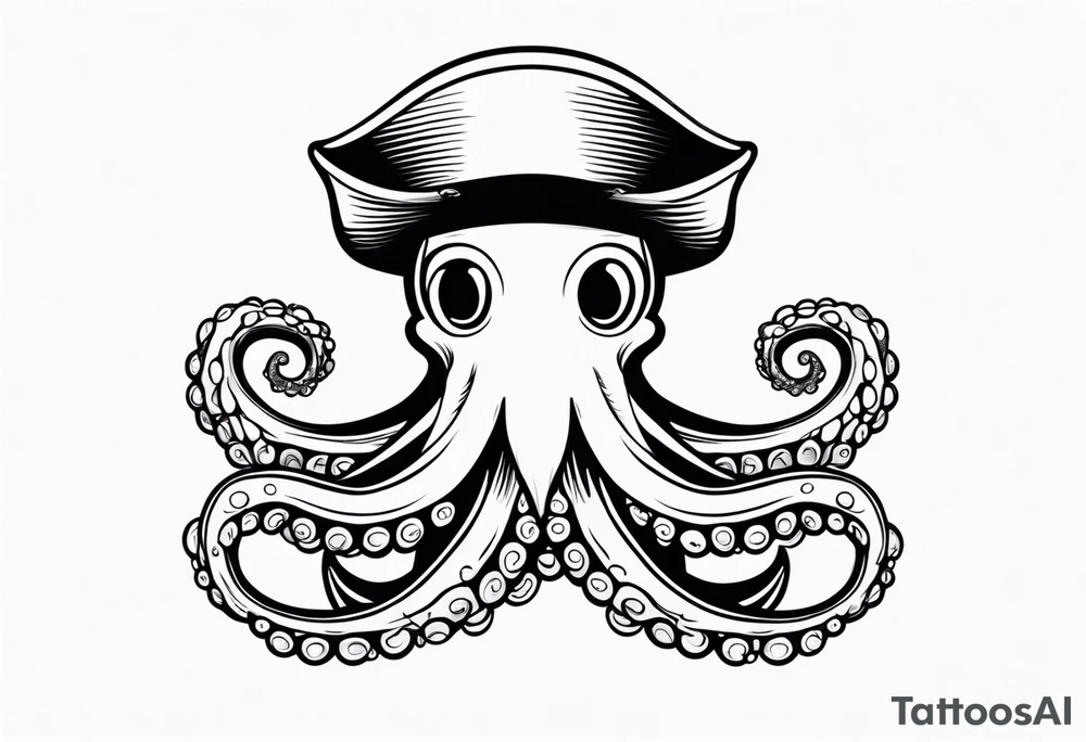 octopus wearing a pirate hat tattoo idea