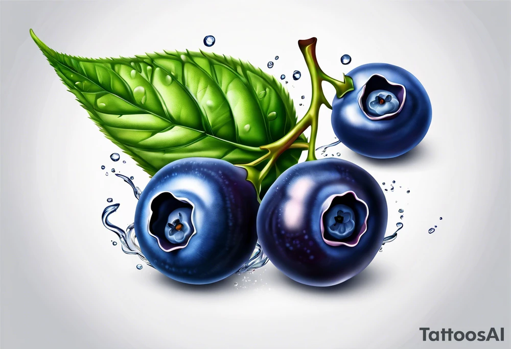 3 blueberries with a leaf tattoo idea