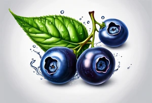 3 blueberries with a leaf tattoo idea