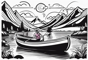 Hiking, peace, rafting tattoo idea