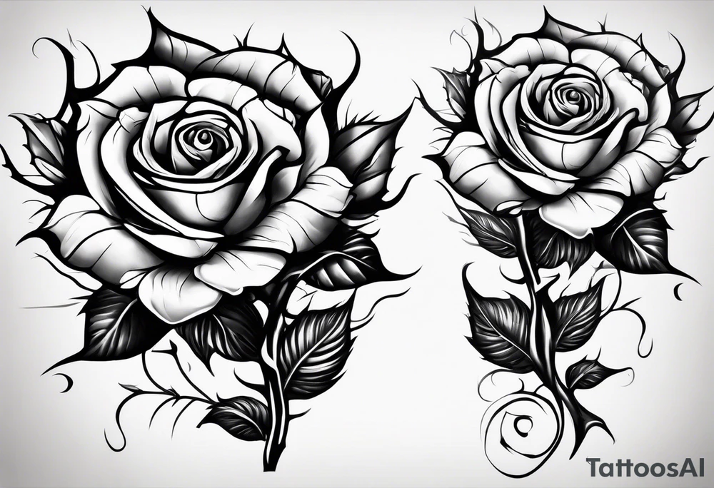 rose thorns that wind up your leg tattoo idea