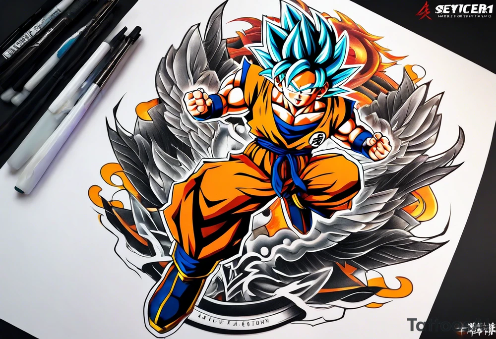 Tattoo on arm with goku with wings tattoo idea