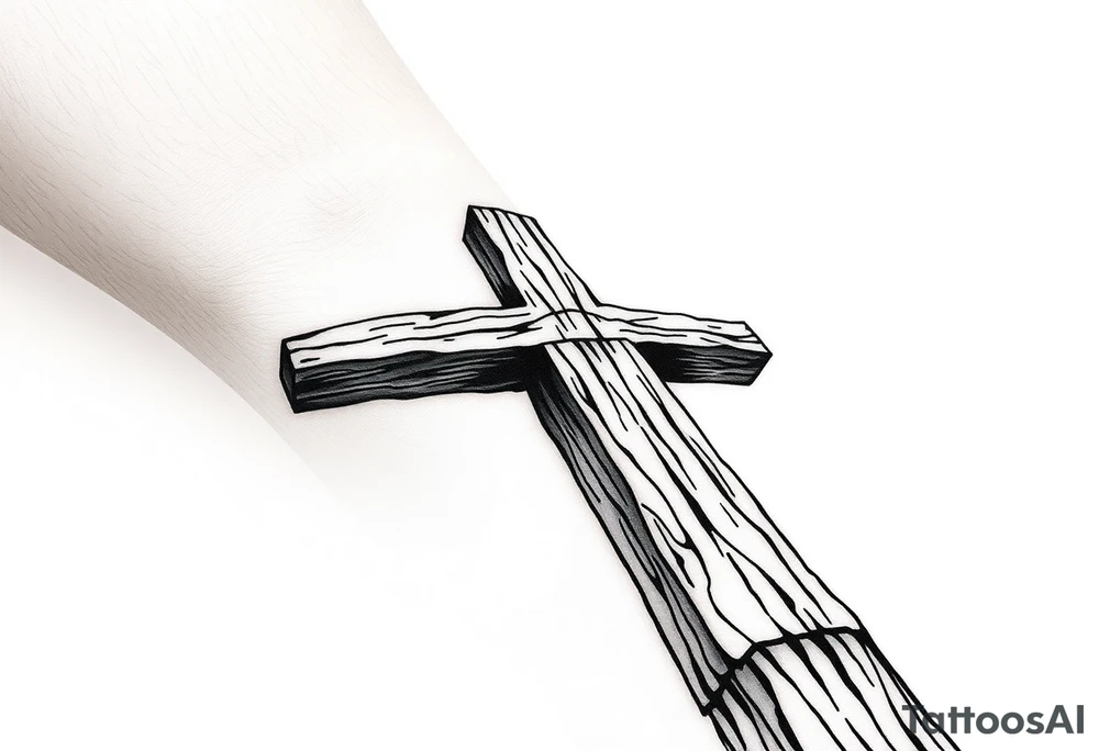 a wooden 12kv pole. Make the pole a cross that has a hidden resemblance to god. tattoo idea