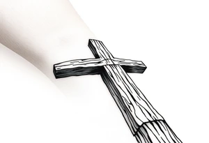 a wooden 12kv pole. Make the pole a cross that has a hidden resemblance to god. tattoo idea