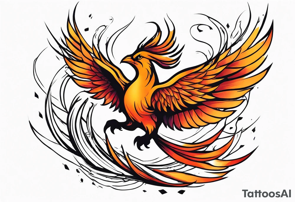 Phoenix rising from ashes tattoo idea