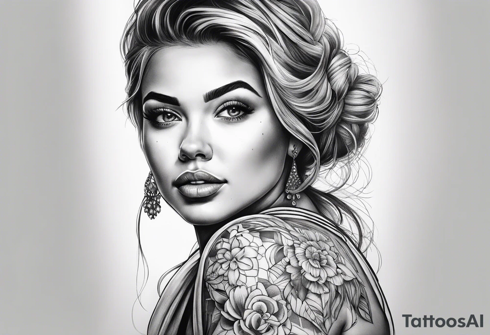 Maria com um terço em suas mãos chorando tattoo idea
