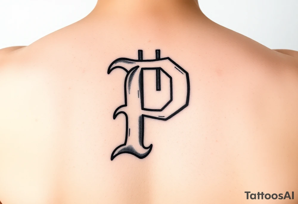 Small Letter P with a dollar bill inside tattoo idea