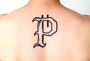 Small Letter P with a dollar bill inside tattoo idea