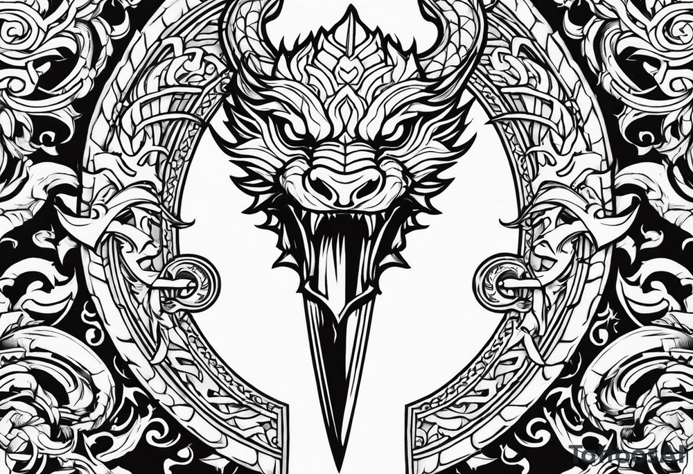 Valhalla sword shield dragon head tattoo idea
