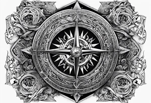 combine stairway to heaven's gate, viking compass tattoo idea