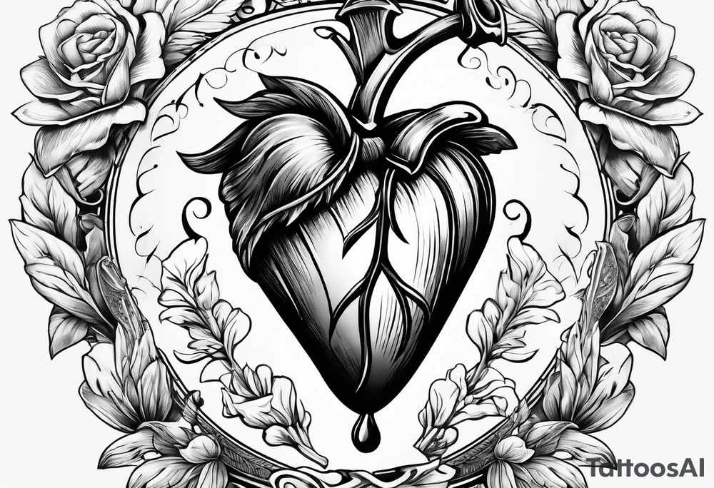 bleeding heart with a dagger and a bandaid tattoo idea