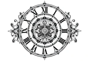 vintage roman numerals within ornate clockwork mechanism tattoo idea