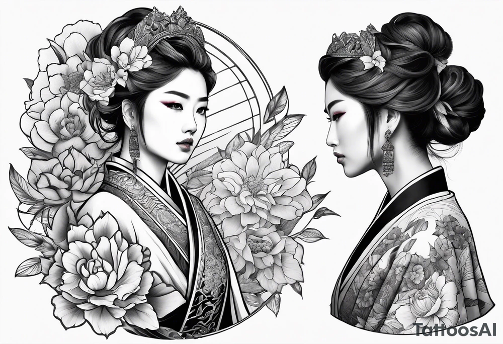 small ornate woman warrior floral  tattoo tattoo idea