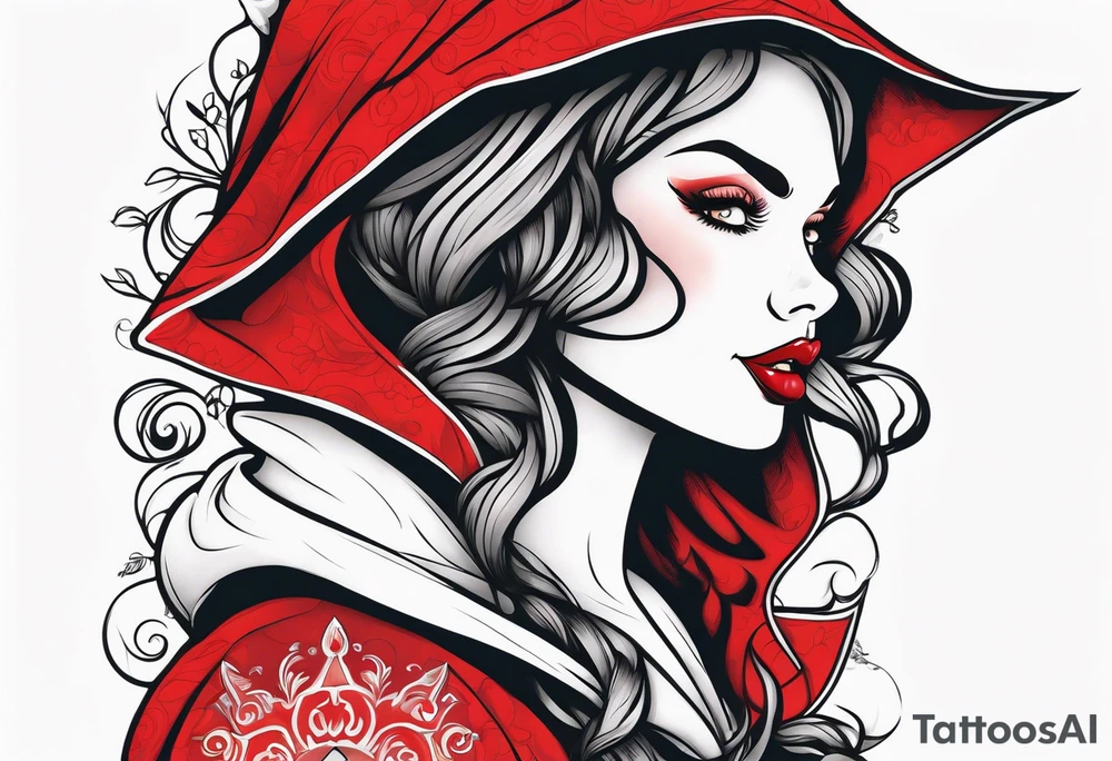 Red riding hood full thigh tattoo tattoo idea