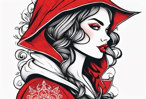 Red riding hood full thigh tattoo tattoo idea