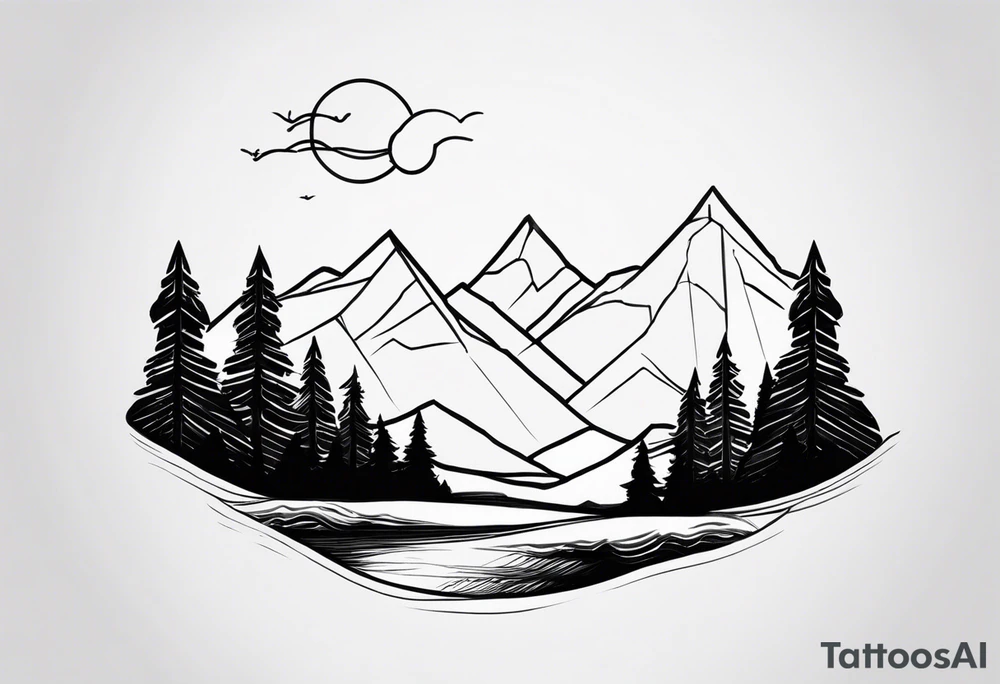 Mountain Range with a Sun tattoo idea
