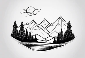 Mountain Range with a Sun tattoo idea