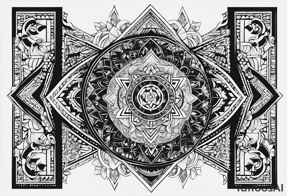 Hebrew phrase הרפו ודעו. Arm length for a female. Divine geometry tattoo idea