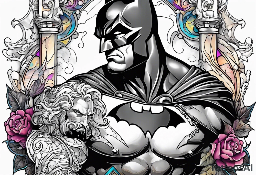 hercules crossed with batman tattoo idea