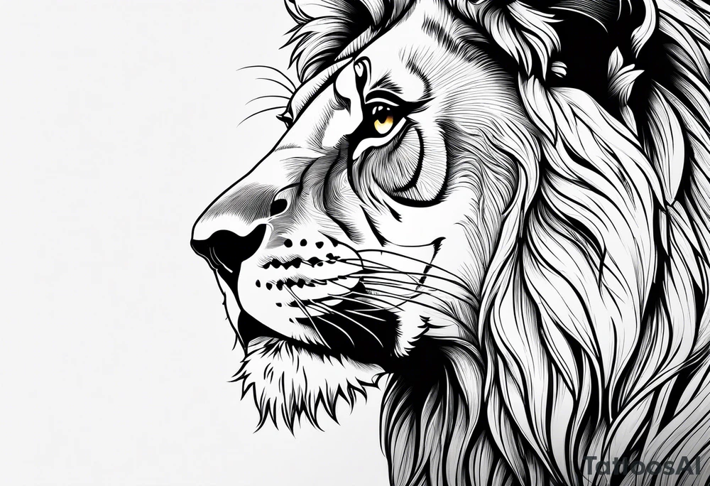 Lion face half face delicate tattoo idea
