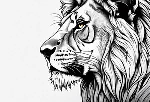 Lion face half face delicate tattoo idea