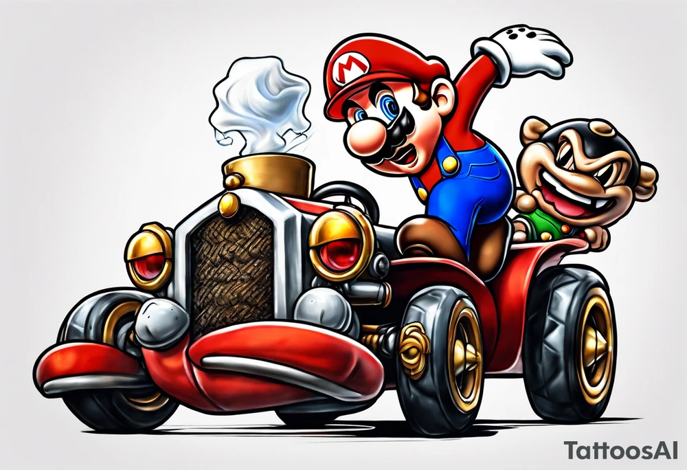 Mario ghosts and goombas with canons tattoo idea