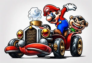 Mario ghosts and goombas with canons tattoo idea