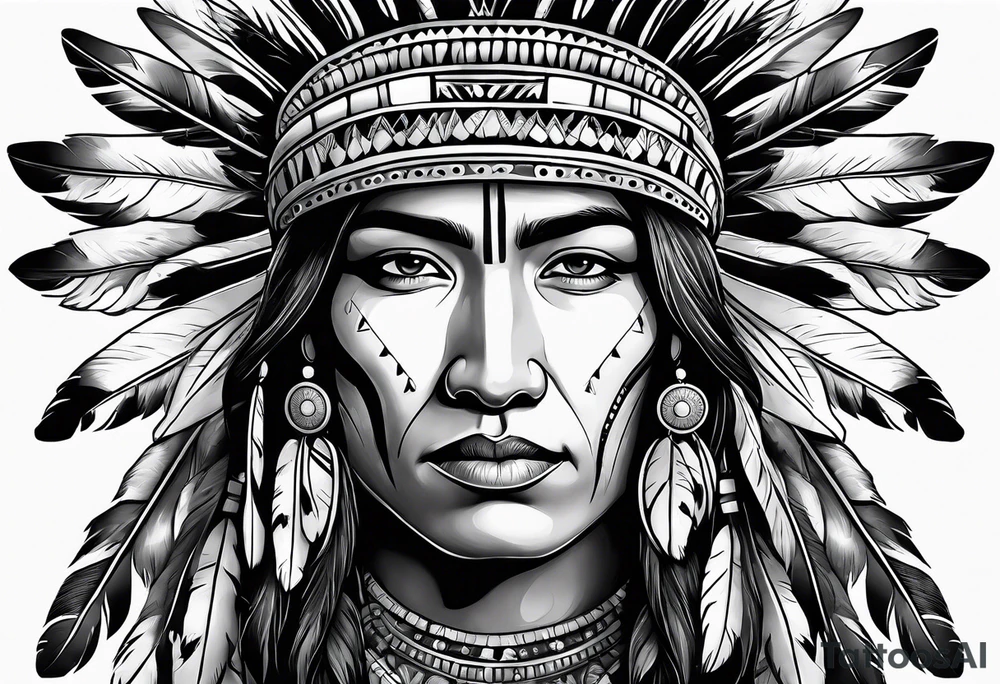 Native American with blue bonnets tattoo idea