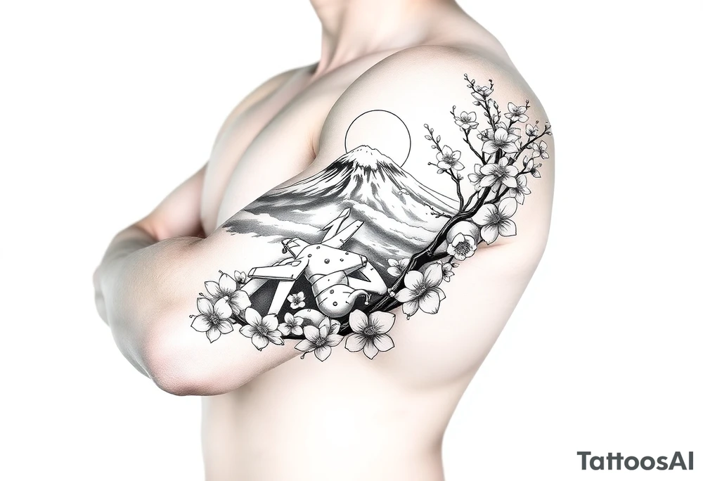 Marine corps, Mount Fuji, cherry blossoms, IWO Jima memorial, tattoo idea