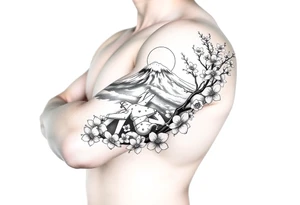 Marine corps, Mount Fuji, cherry blossoms, IWO Jima memorial, tattoo idea
