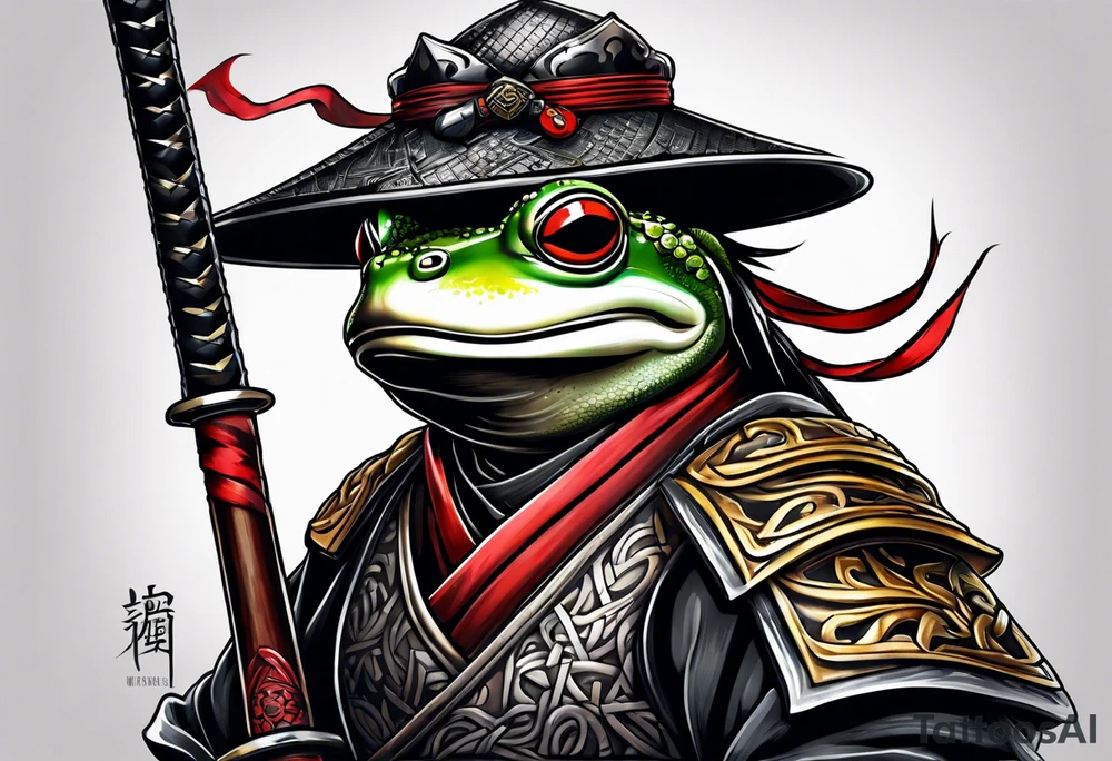 Ninja samurai frog tattoo idea