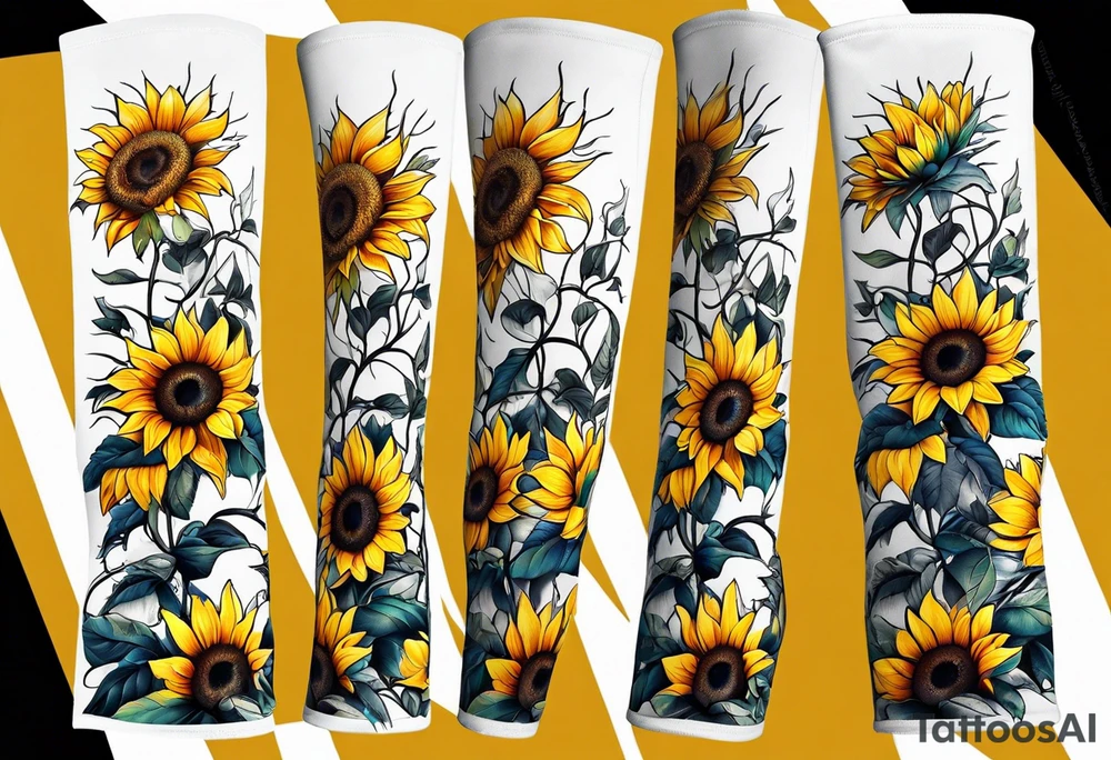 Sunflower arm sleeve tattoo idea