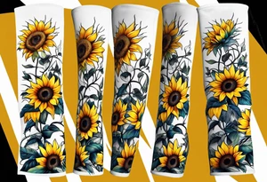 Sunflower arm sleeve tattoo idea