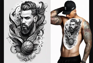 basketball player with 23 and virgo symbol tattoo idea
