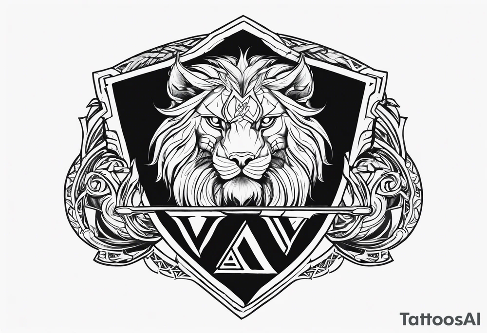 Valhalla sword shield axe Valknut dragon lion tattoo idea Valhalla sword shield axe Valknut dragon lion tattoo idea