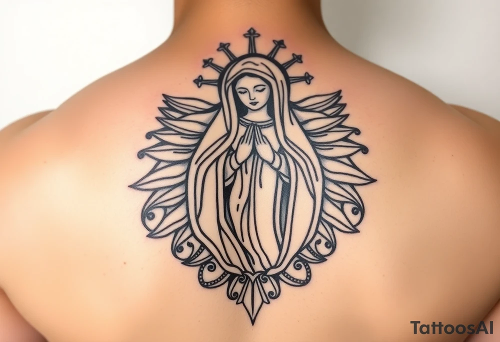 Religious Chicano Virgin Mary tattoo idea