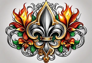 Fleur de lys celtique en flamme tattoo idea