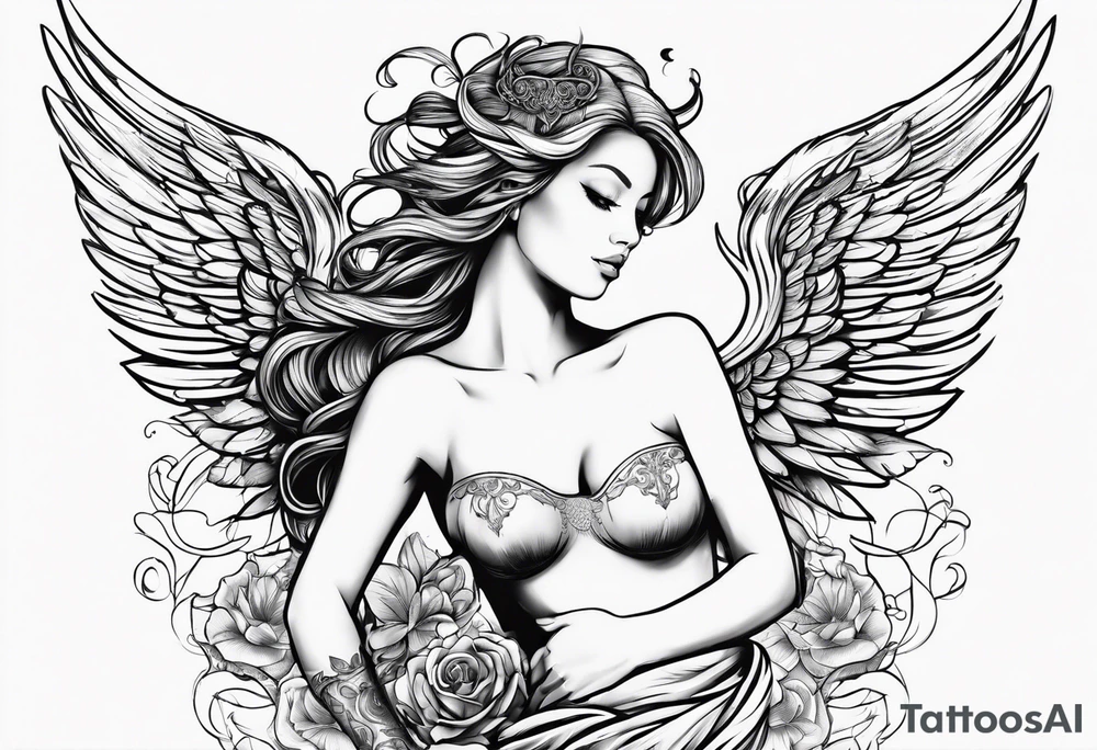 angel in hot underwear tattoo idea
