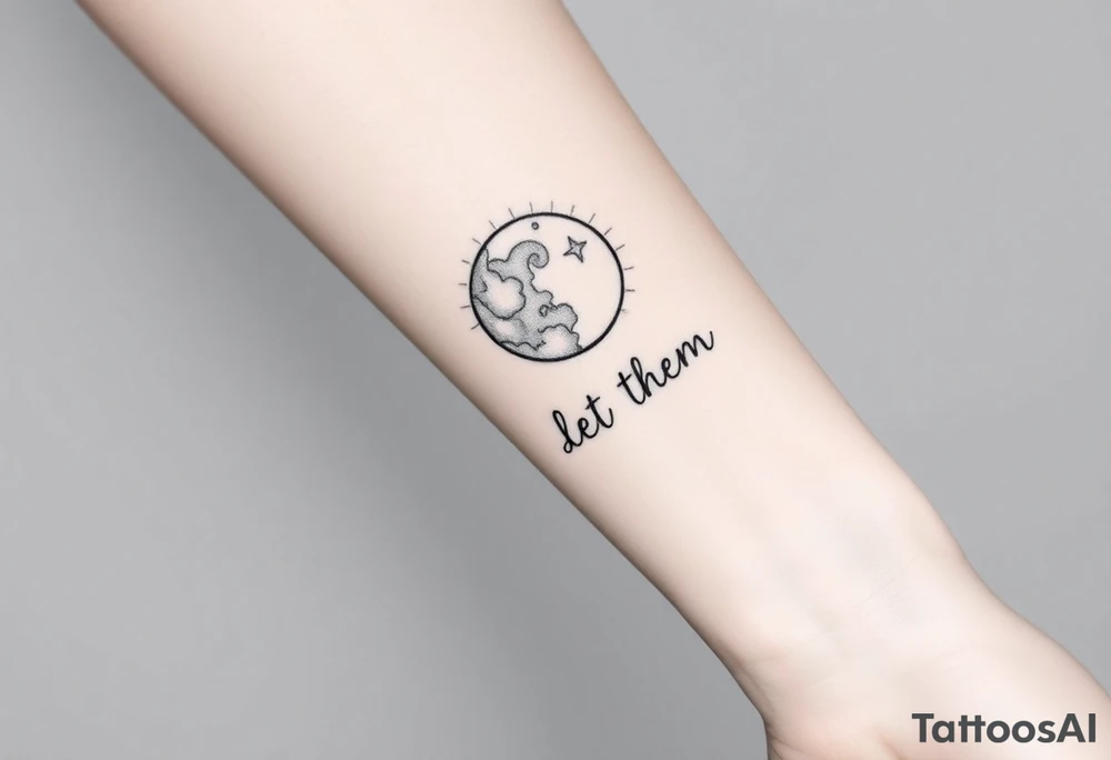 Mystical holistic moon with the text Let Them tattoo idea