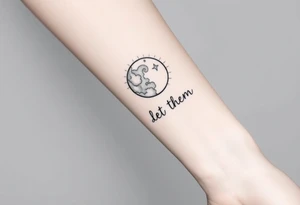 Mystical holistic moon with the text Let Them tattoo idea