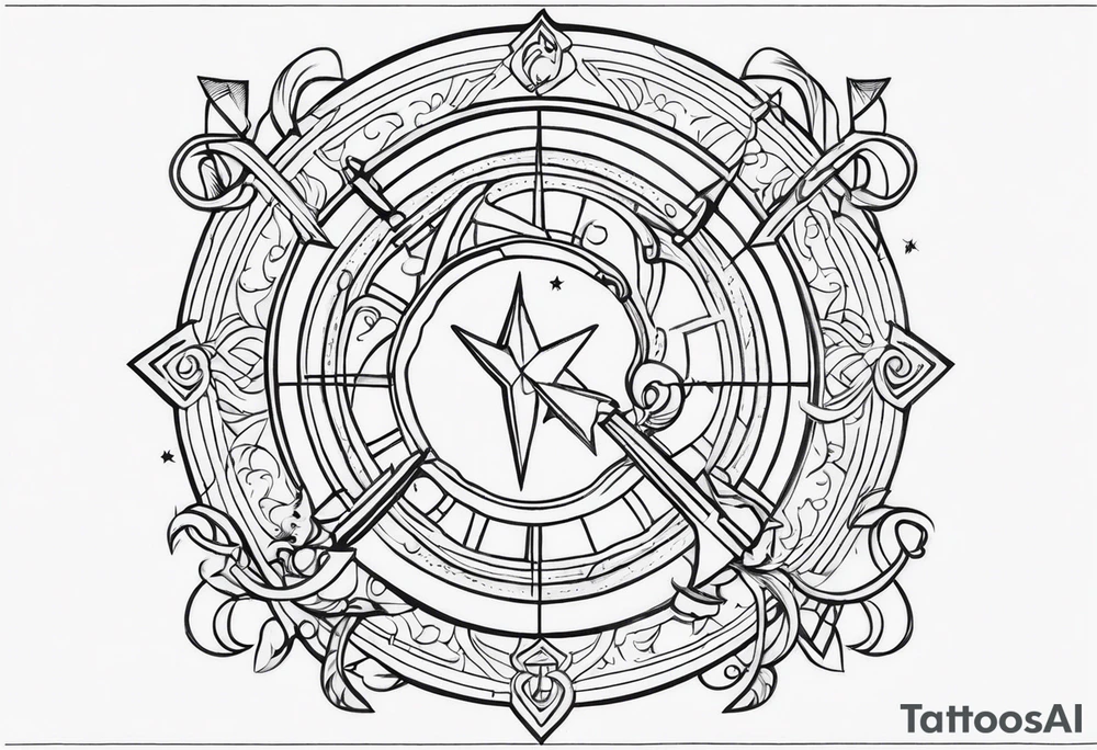 chain of zodiac symbols of sagitarius, aquarius tattoo idea