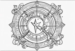 chain of zodiac symbols of sagitarius, aquarius tattoo idea