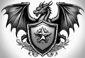 Welsh dragon holding a shield of a TEXAS star tattoo idea