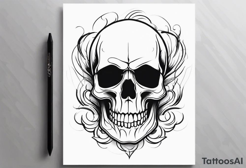 skull with smoke around it tattoo idea
